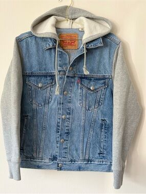Levi’s Vintage Fit Denim Hoodie Jacket Gray Sweatshirt Sleeves Size S
